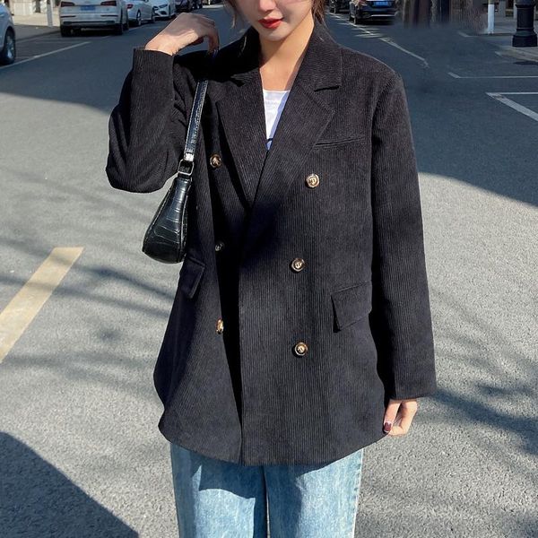 women's suits & blazers 2021 women korean office lady solid oversize blazer female jacket corduroy blue double breasted vintage casual, White;black
women's suits & blazers 2021 women korean office lady solid oversize blazer female jacket corduroy blue double breasted vintage casual, White;black