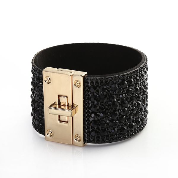 women's bracelet korean fashion trend suede leather flannel full drill bracelet, Black
women's bracelet korean fashion trend suede leather flannel full drill bracelet, Black