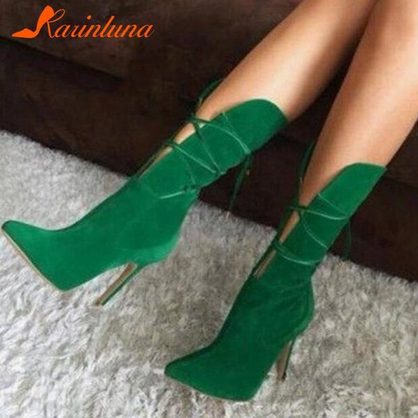 boots karin female shoes green lace-up pointed toe party thin heels mid-calf women, Black
boots karin female shoes green lace-up pointed toe party thin heels mid-calf women, Black
