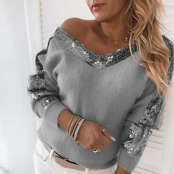 women's sweaters elegant solid v neck sequined autumn casual long sleeve jumpers off shoulder pullovers jfuz, White;black
women's sweaters elegant solid v neck sequined autumn casual long sleeve jumpers off shoulder pullovers jfuz, White;black