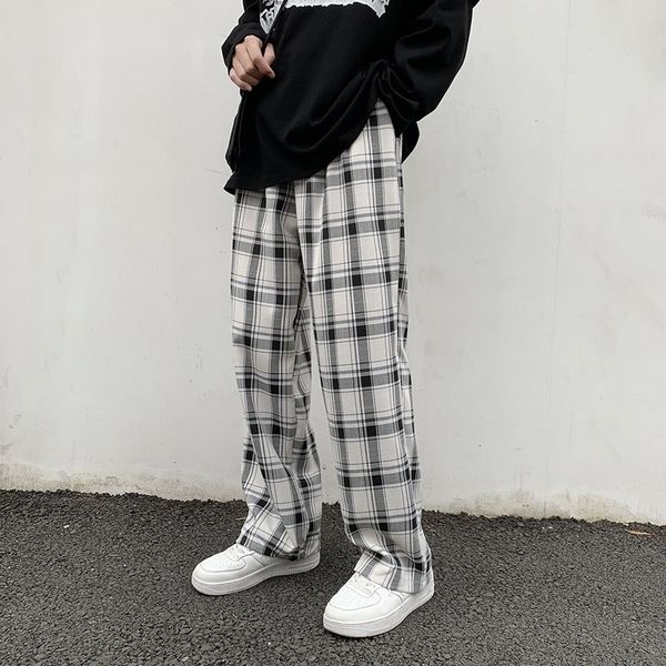 men's pants spring summer plaid fashion retro casual wide-leg men streetwear korean loose straight mens trousers f8tq, Black
men's pants spring summer plaid fashion retro casual wide-leg men streetwear korean loose straight mens trousers f8tq, Black