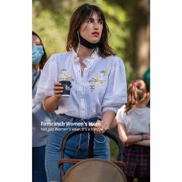 women's blouses & shirts firmranch french style ro21 linen flower embroidered bubble sleeve blouse camicia for women shellort spring/wo, White
women's blouses & shirts firmranch french style ro21 linen flower embroidered bubble sleeve blouse camicia for women shellort spring/wo, White