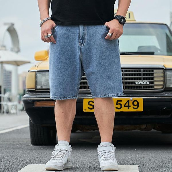 men's jeans summer plus size shorts casual fat five-point pants to increase loose big fork wearable, Blue
men's jeans summer plus size shorts casual fat five-point pants to increase loose big fork wearable, Blue