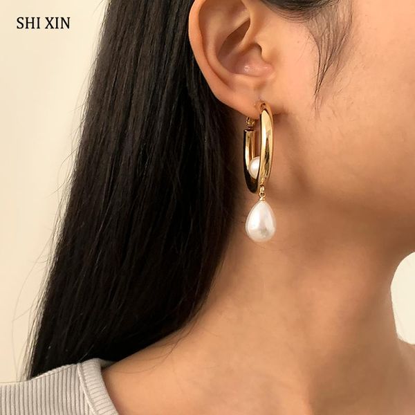 hoop & huggie shixin thick earrings pearl pendant fashion gold/silver color round for women circle wedding jewelry 2021, Golden;silver
hoop & huggie shixin thick earrings pearl pendant fashion gold/silver color round for women circle wedding jewelry 2021, Golden;silver