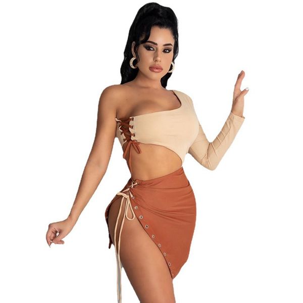 lace up two piece set women festival outfit party one shoulder crop and mini skirt set for women elegant 2 piece set, Black;white
lace up two piece set women festival outfit party one shoulder crop and mini skirt set for women elegant 2 piece set, Black;white