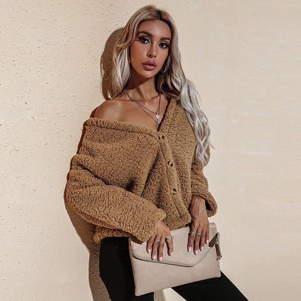 women's jackets coat women autumn/winter 2021 v-neck long-sleeved fashion plush jacket solid color outerwear & coats donsignet, Black;brown
women's jackets coat women autumn/winter 2021 v-neck long-sleeved fashion plush jacket solid color outerwear & coats donsignet, Black;brown