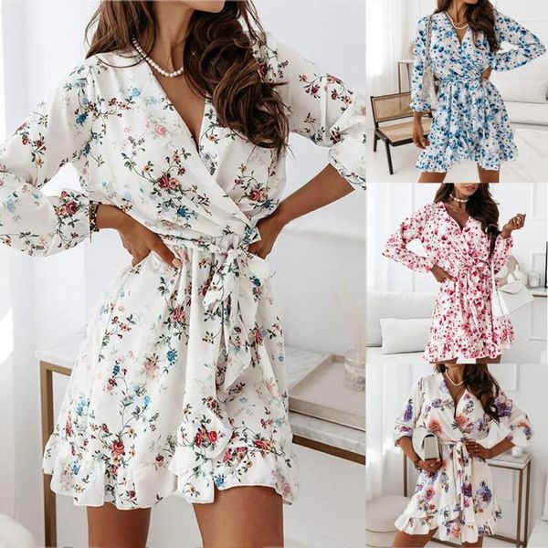 casual dresses v neck floral long sleeve dress women tie-up ruffle female flower print beach vestidos, Black;gray
casual dresses v neck floral long sleeve dress women tie-up ruffle female flower print beach vestidos, Black;gray
