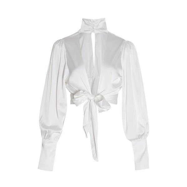 women's blouses & shirts bowknot party blouse turtleneck lantern long sleeve female summer fashion backless, White
women's blouses & shirts bowknot party blouse turtleneck lantern long sleeve female summer fashion backless, White