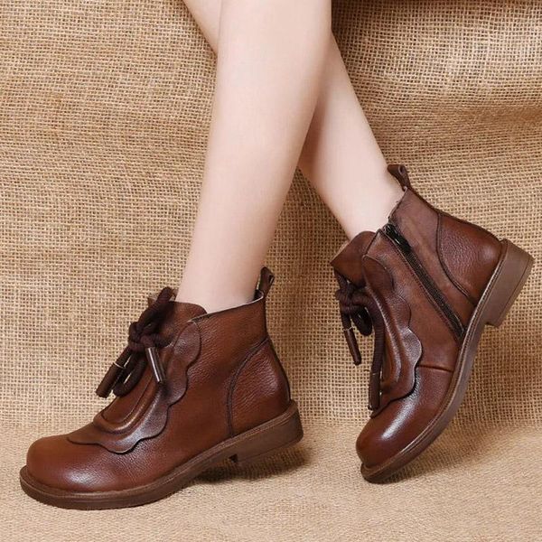 first layer cowhide wide-head boots retro big head doll shoes handmade leather short spring and autumn single, Black
first layer cowhide wide-head boots retro big head doll shoes handmade leather short spring and autumn single, Black