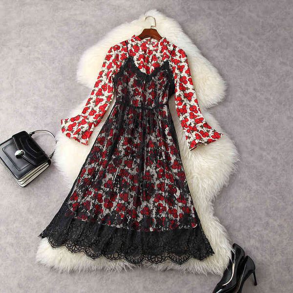 casual dresses european and american women's wear for spring flower print dress with flared sleeves condole belt lace two-piece 1s98, Black;gray
casual dresses european and american women's wear for spring flower print dress with flared sleeves condole belt lace two-piece 1s98, Black;gray