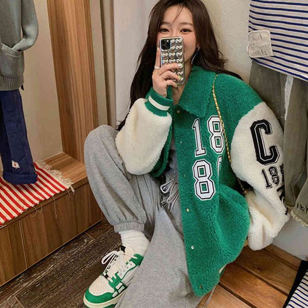women's jackets winter harajuku embroidery lamb wool patchwork letter varsity fashion streetwear college bomber 4tyq, Black;brown
women's jackets winter harajuku embroidery lamb wool patchwork letter varsity fashion streetwear college bomber 4tyq, Black;brown