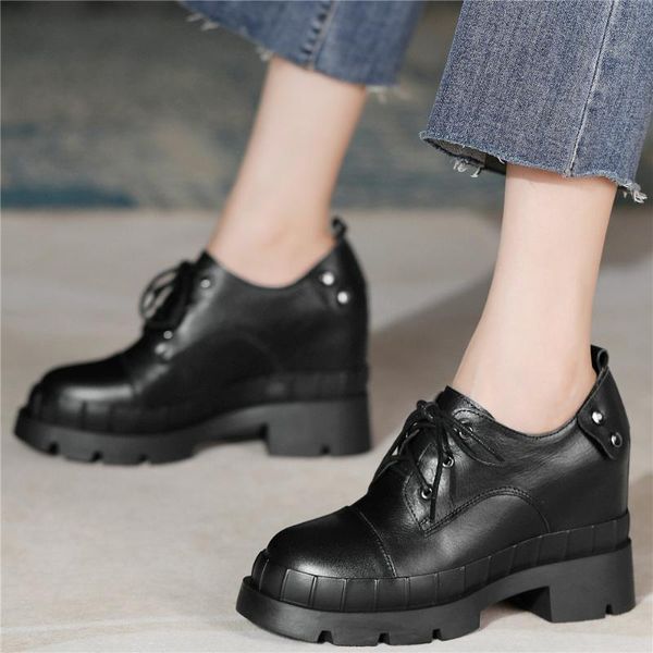 boots platform pumps shoes women lace up genuine leather hidden wedges high heel ankle female round toe creepers casual, Black
boots platform pumps shoes women lace up genuine leather hidden wedges high heel ankle female round toe creepers casual, Black