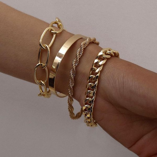 charm bracelets the tide of golden bracelet smooth mix twist contracted thread exaggerated hip hop four suit, Golden;silver
charm bracelets the tide of golden bracelet smooth mix twist contracted thread exaggerated hip hop four suit, Golden;silver