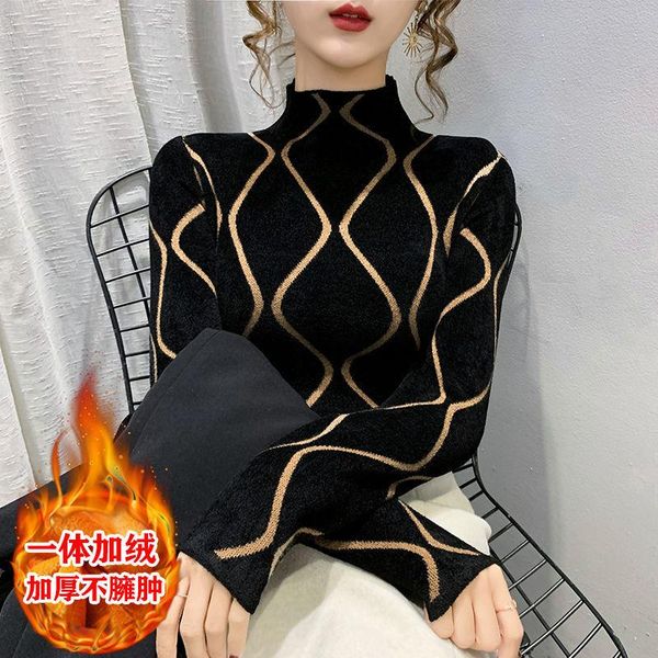 women's sweaters one plus velvet thickening 2021 autumn and winter warmth half turtleneck sweater with bottoming shirt, White;black
women's sweaters one plus velvet thickening 2021 autumn and winter warmth half turtleneck sweater with bottoming shirt, White;black
