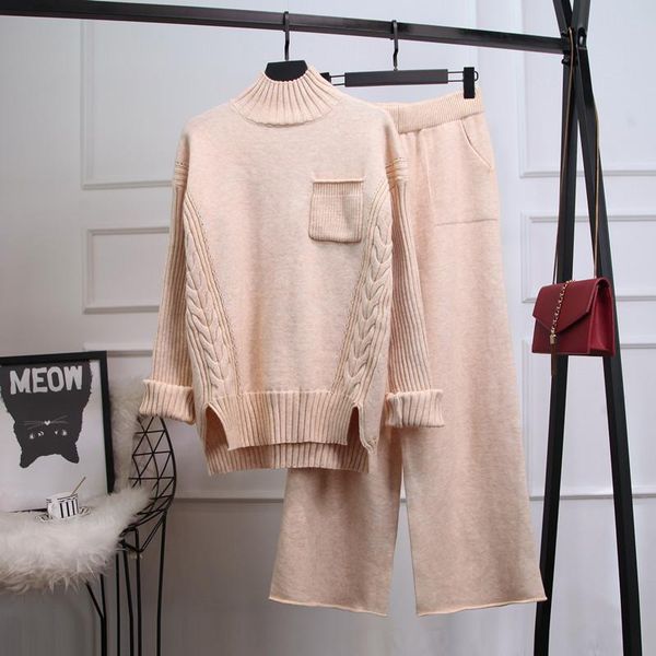 women's tracksuits winter pullover knit sweaters set female casual 2pcs loose + wide leg pants two pieces spring, Gray
women's tracksuits winter pullover knit sweaters set female casual 2pcs loose + wide leg pants two pieces spring, Gray