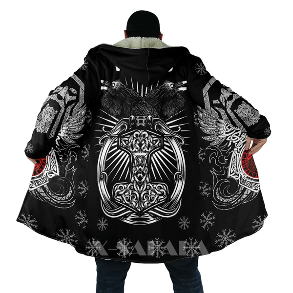 men's wool & blends viking totem crow eagle all over 3d printed thick warm hooded cloak for men windproof fleece casual-19, Black
men's wool & blends viking totem crow eagle all over 3d printed thick warm hooded cloak for men windproof fleece casual-19, Black