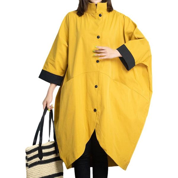 women's trench coats oversized autumn long coat clothing loose cardigan casual bat sleeve ladies irregular 2021 buttons fashion, Tan;black
women's trench coats oversized autumn long coat clothing loose cardigan casual bat sleeve ladies irregular 2021 buttons fashion, Tan;black