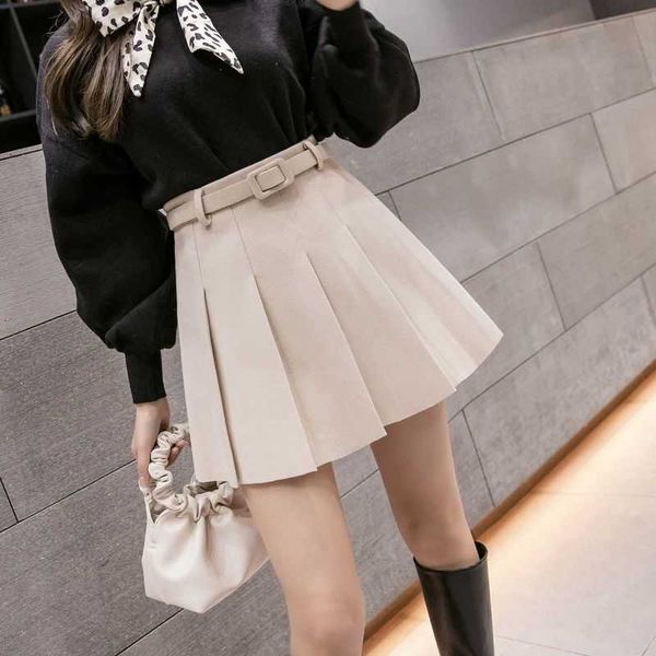 women high waist a- line skirt with belt woolen pleated short autumn and winter woman s mujer faldas saias mulher, Black
women high waist a- line skirt with belt woolen pleated short autumn and winter woman s mujer faldas saias mulher, Black