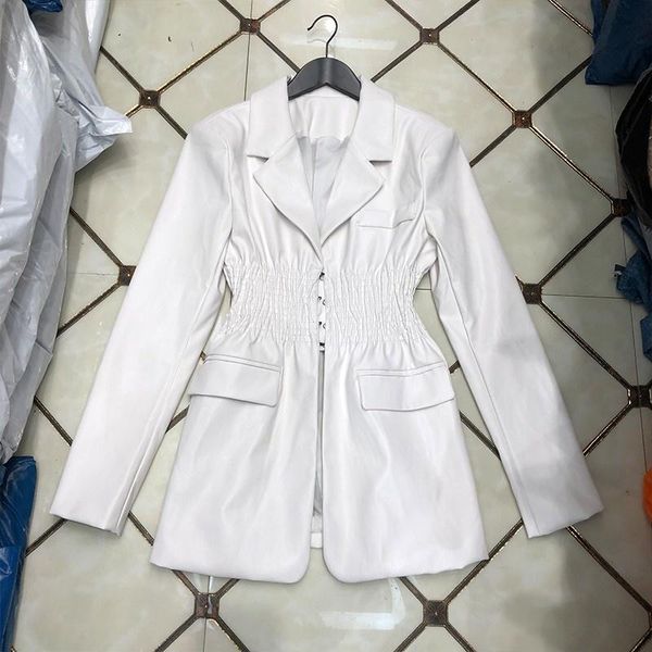 women's suits & blazers pu casual leather suit jacket women french slim pleated elastic waist office ladies hidden breasted design blaz, White;black
women's suits & blazers pu casual leather suit jacket women french slim pleated elastic waist office ladies hidden breasted design blaz, White;black