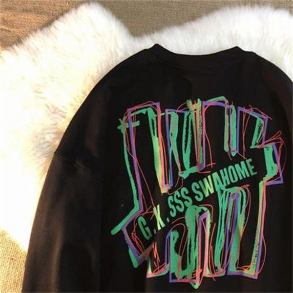 men's hoodies & sweatshirts drop winter plus velvet thick korean loose print round neck hoodless japanese fried street sweater, Black
men's hoodies & sweatshirts drop winter plus velvet thick korean loose print round neck hoodless japanese fried street sweater, Black