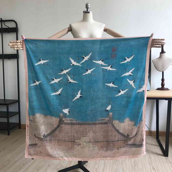 classical quality song painting of auspicious cranes fashion with literary artistic decoration small square scarf, Blue;gray
classical quality song painting of auspicious cranes fashion with literary artistic decoration small square scarf, Blue;gray
