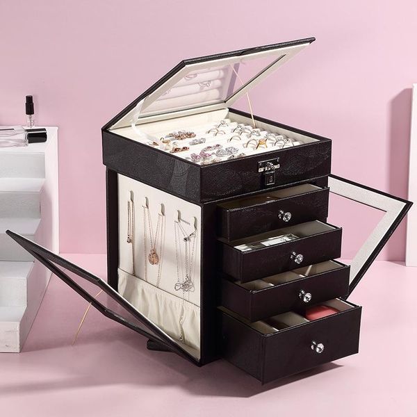 jewelry pouches, bags classical fashion women black color leather box makeup organizer storage case 200807-51, Pink;blue
jewelry pouches, bags classical fashion women black color leather box makeup organizer storage case 200807-51, Pink;blue