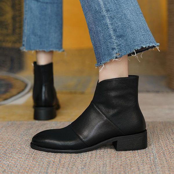 boots genuine leather women ankle retro hollow round toe zipper med heels office shoes woman autumn winter, Black
boots genuine leather women ankle retro hollow round toe zipper med heels office shoes woman autumn winter, Black