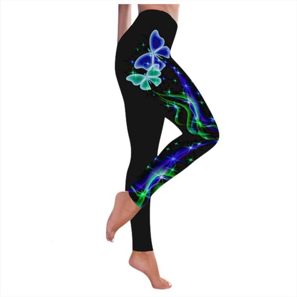 r40 butterfly print yo ga women legging pants plus size skinny trouser casual high waist sport for, Black
r40 butterfly print yo ga women legging pants plus size skinny trouser casual high waist sport for, Black