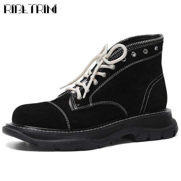 boots ribetrini cow suede leather leisure chic skidproof sole shoelaces shearling ankle booties casual shoes women, Black
boots ribetrini cow suede leather leisure chic skidproof sole shoelaces shearling ankle booties casual shoes women, Black