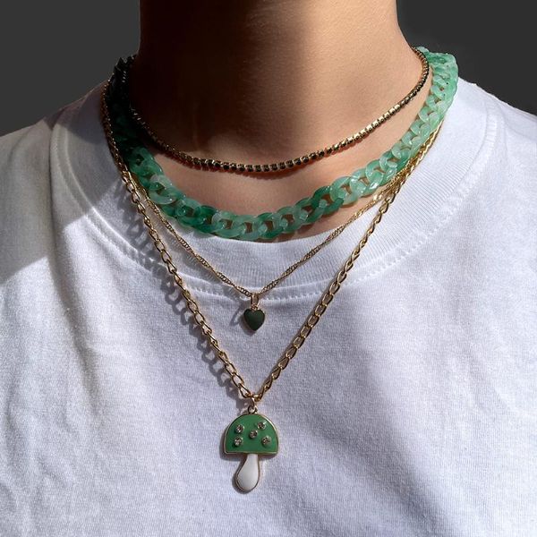chains fashion mushroom crystal chain necklace for women multi-layer enamel heart pendant acrylic link thick jewelry, Silver
chains fashion mushroom crystal chain necklace for women multi-layer enamel heart pendant acrylic link thick jewelry, Silver