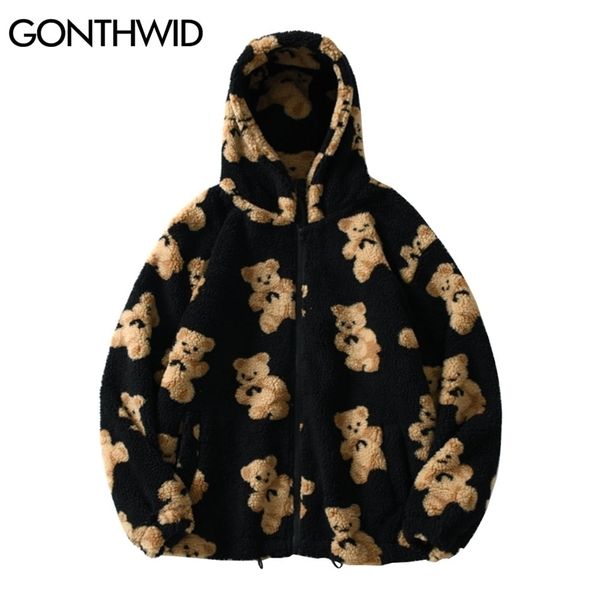 gonthwid fleece hooded jackets streetwear casual harajuku hip hop men women fashion bear print full zip coat outwear 211025, Black;brown
gonthwid fleece hooded jackets streetwear casual harajuku hip hop men women fashion bear print full zip coat outwear 211025, Black;brown