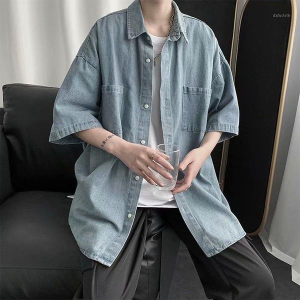 men's casual shirts summer denim shirt fashion retro blue men streetwear korean loose pocket short-sleeved mens -2xl, White;black
men's casual shirts summer denim shirt fashion retro blue men streetwear korean loose pocket short-sleeved mens -2xl, White;black