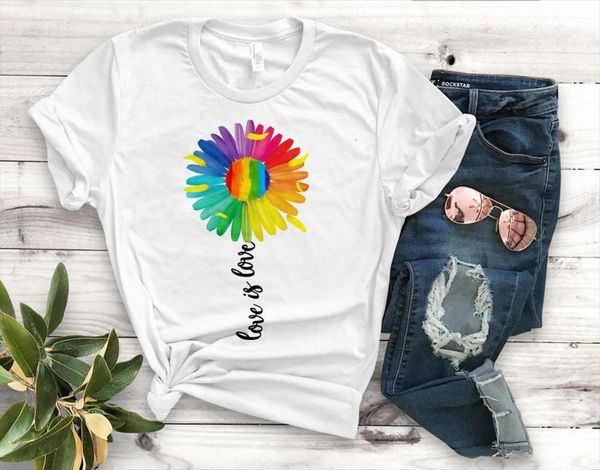and women love is men sunflower print short sleeve o neck loose causal tee, White;black
and women love is men sunflower print short sleeve o neck loose causal tee, White;black