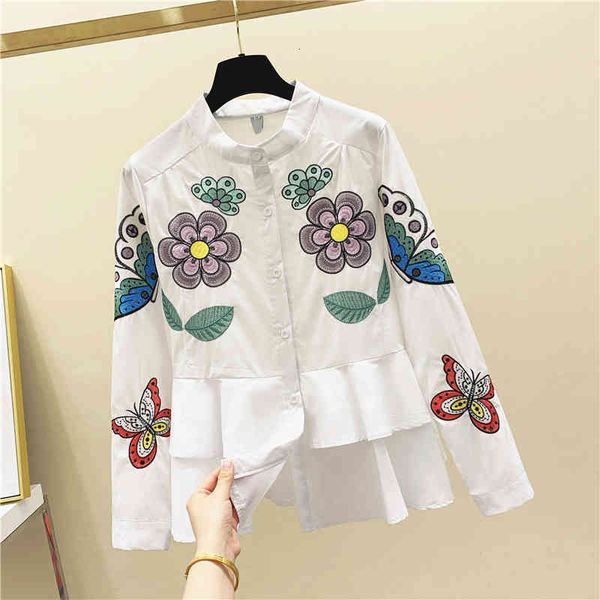 blouses embroidery flowers stand collar flounced pendulum shirt women's spring clothing loose blouse blusas mujer de moda, White
blouses embroidery flowers stand collar flounced pendulum shirt women's spring clothing loose blouse blusas mujer de moda, White