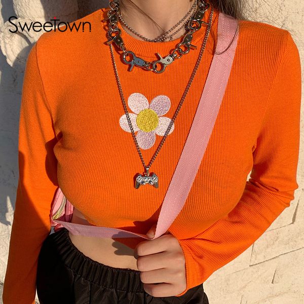 sweetown floral print cute crop long sleeve autumn t shirts women orange o neck casual basic streetwear t-shirt harajuku, Black;white
sweetown floral print cute crop long sleeve autumn t shirts women orange o neck casual basic streetwear t-shirt harajuku, Black;white