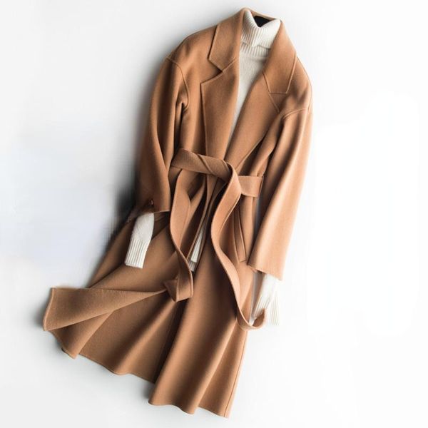 women's wool & blends 2021 autumn 100% genuine coats women double-faced woolen jackets with belt trench manteau femme hiver gmm152, Black
women's wool & blends 2021 autumn 100% genuine coats women double-faced woolen jackets with belt trench manteau femme hiver gmm152, Black