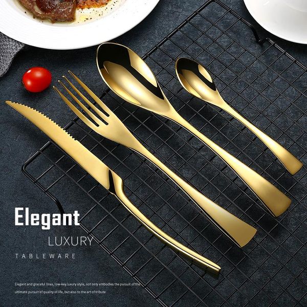 4pcs gold cutlery tableware set black 201 stainless steel fork spoon knife heavy feeling dinnerware dinner sets
4pcs gold cutlery tableware set black 201 stainless steel fork spoon knife heavy feeling dinnerware dinner sets