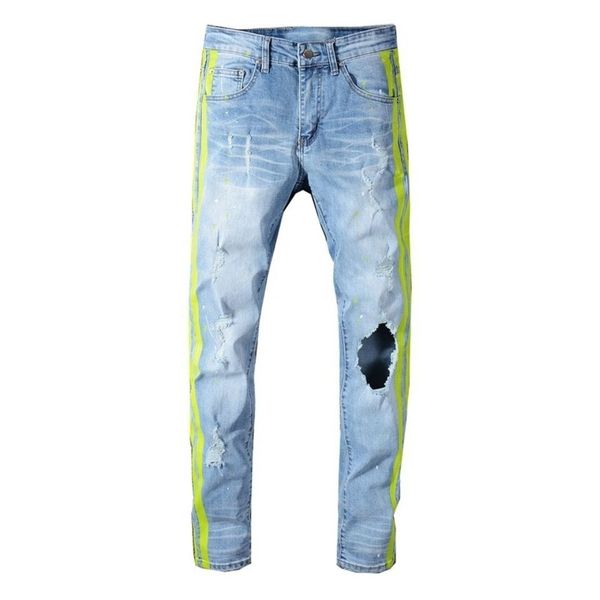 new style ripped fashion jeans clothing designer pants light blue mens slim denim straight biker hole hip hop men
new style ripped fashion jeans clothing designer pants light blue mens slim denim straight biker hole hip hop men