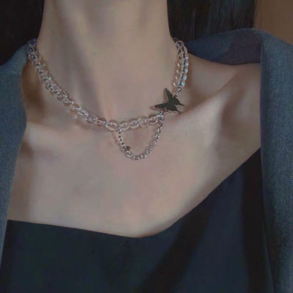 punk silver color butterfly pendant necklace for women girls hip hop transparent beads choker fashion statement jewelry chokers, Golden;silver
punk silver color butterfly pendant necklace for women girls hip hop transparent beads choker fashion statement jewelry chokers, Golden;silver