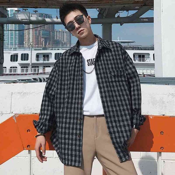 men's casual shirts autumn cotton plaid fashion retro men streetwear wild loose korean long-sleeved mens s-xl amy0, White;black
men's casual shirts autumn cotton plaid fashion retro men streetwear wild loose korean long-sleeved mens s-xl amy0, White;black