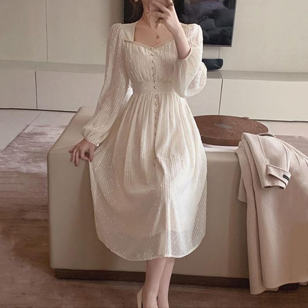 casual dresses women's french dress 2021 round neck long sleeve white design fairy bubble waist thin chiffon, Black;gray
casual dresses women's french dress 2021 round neck long sleeve white design fairy bubble waist thin chiffon, Black;gray