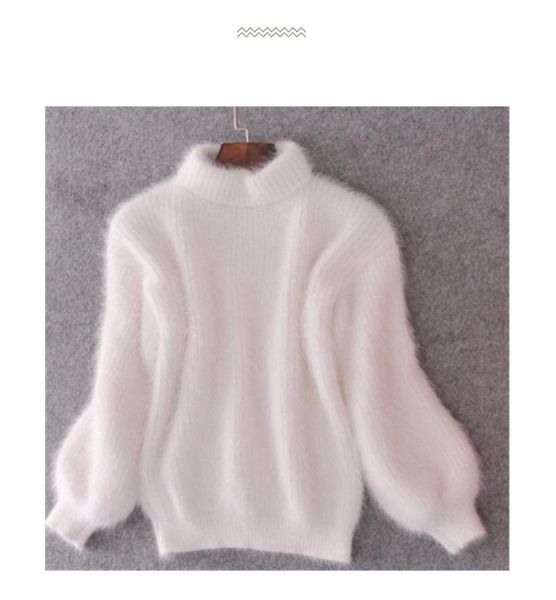 women's sweaters white mohair thicken turtleneck sweater autumn winter sweet fashion lantern sleeve casual solid color pullover pull fe, White;black 
women's sweaters white mohair thicken turtleneck sweater autumn winter sweet fashion lantern sleeve casual solid color pullover pull fe, White;black