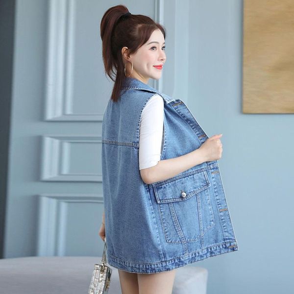 women's vests 2021 spring autumn plus size denim vest jacket women pocket loose korean waistcoat cowboy female wild tide, Black;white
women's vests 2021 spring autumn plus size denim vest jacket women pocket loose korean waistcoat cowboy female wild tide, Black;white