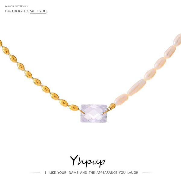 yhpup luxury natural pearl pendant bling cubic zirconia necklace 18 k stainless steel metal collar bijoux gift 2021 necklaces, Silver
yhpup luxury natural pearl pendant bling cubic zirconia necklace 18 k stainless steel metal collar bijoux gift 2021 necklaces, Silver