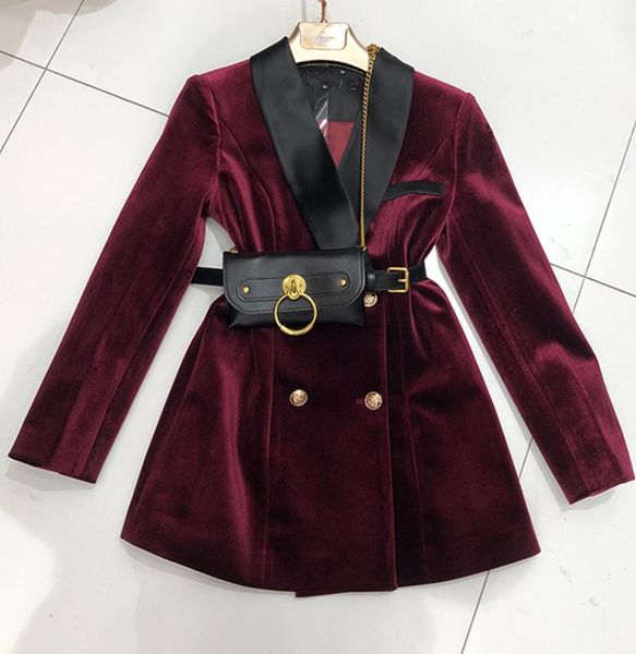 designer velvet blazer women long sleeve suit jacket with leather belt bag office lady slim coats mujer women's suits & blazers, White;black
designer velvet blazer women long sleeve suit jacket with leather belt bag office lady slim coats mujer women's suits & blazers, White;black