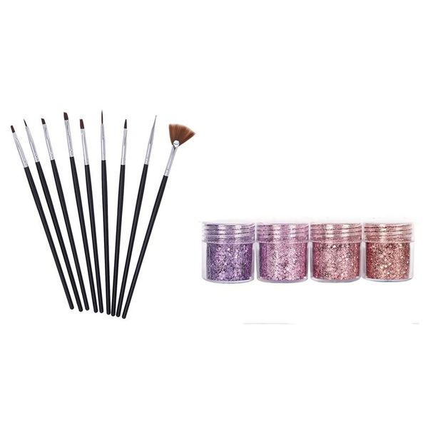 nail glitter 10pcs paintbrush manicure gel nails acrylic art & 4pcs sequins dust powder paillette tips decor, Silver;gold
nail glitter 10pcs paintbrush manicure gel nails acrylic art & 4pcs sequins dust powder paillette tips decor, Silver;gold