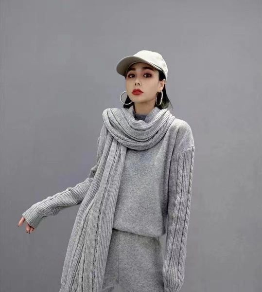 women's two piece pants oversize knitted pullover jumper temperament suits winter warm tracksuit women twist sweater + scarf 3 set femm, White
women's two piece pants oversize knitted pullover jumper temperament suits winter warm tracksuit women twist sweater + scarf 3 set femm, White