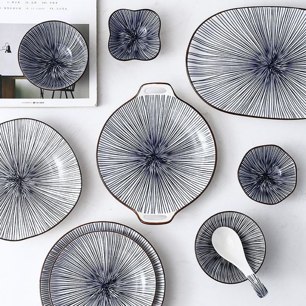 dishes & plates japanese stripe series ceramic tableware household vertical grain bowl and plate set rice combination spoon
dishes & plates japanese stripe series ceramic tableware household vertical grain bowl and plate set rice combination spoon