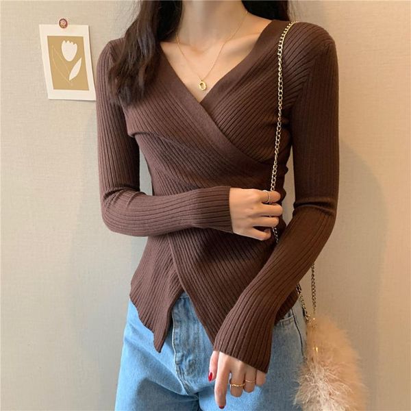 women's sweaters sweater 2021 autumn winter cross irregular slim v-neck knit fashion streetwear long sleeve female, White;black
women's sweaters sweater 2021 autumn winter cross irregular slim v-neck knit fashion streetwear long sleeve female, White;black