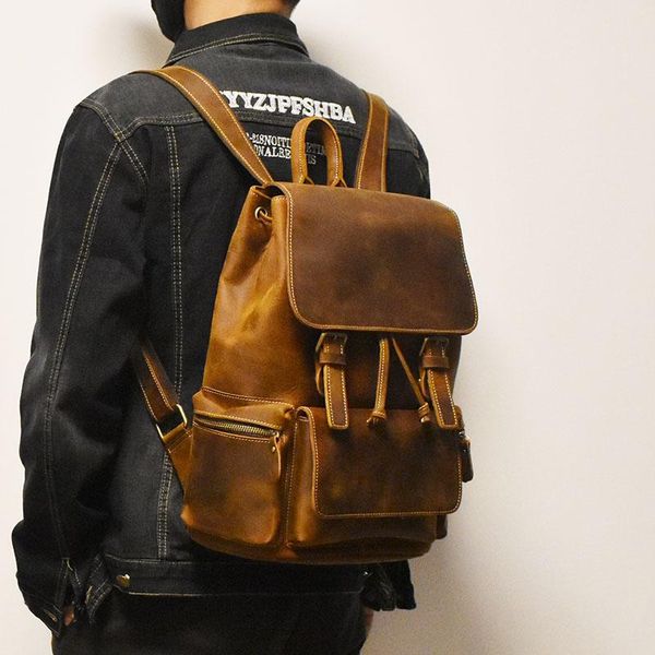 backpack men's genuine leather crazy horse vintage handmade daypack classic laptravel rucksack tote bolsa
backpack men's genuine leather crazy horse vintage handmade daypack classic laptravel rucksack tote bolsa